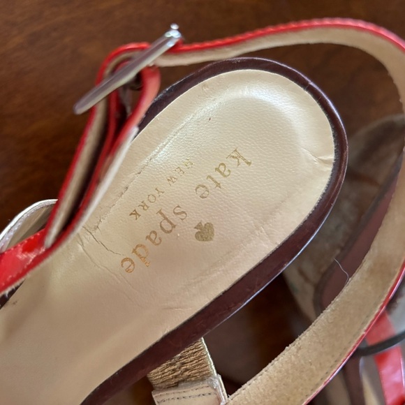 Kate Spade Platform Clear Orange Gold Brown Open Toe Heels - Picture 4 of 9